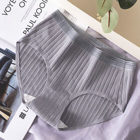 Culottes en Coton Non Moulantes, Couleur Morandi, Mi-Hautes, Tricotées pour Filles, Sous-vêtements en Coton Côtelé