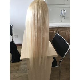 28-Inch Heat Resistant Synthetic Lace Front Wig - Silky Straight #613 Blonde, Layered
