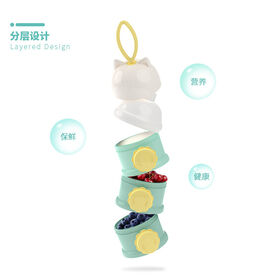 Boîte de Rangement pour Lait en Poudre 3 Couches Versage Latéral Impression de Logo Sangle en Silicone Poignée Colorée Usage Maternelle Vente en Gros