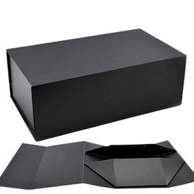 Boîte Cadeau Pliante Magnétique de Luxe en Papier Rigide Noir avec Ruban - Meilleure Vente