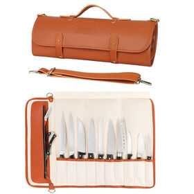 Chef Knife Roll Bag holds 10 Knives and Cooking Tools Durable Knife Case for Professional Chef, Genuine leather roll crossbody bag