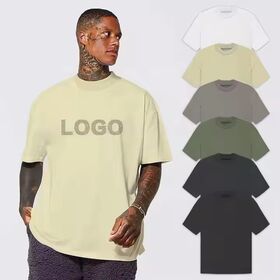T-shirt uni unisexe en coton lourd en gros, logo personnalisé, t-shirt de créateur pour hommes, t-shirt à col montant surdimensionné