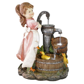 Fontaine d'eau décorative de jardin avec statue de garçon et fille, produit OEM pour la maison avec pompe