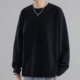 T-shirt à manches longues 100 % coton pour homme, personnalisé, épais, avec logo thermique imprimé, design surdimensionné, vente en gros