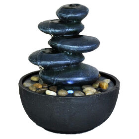 Bestseller Zen Steine Indoor Tischbrunnen mit LED Licht Pumpe für Home Office Dekoration