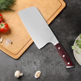 Couteau de Chef Chinois Professionnel en Acier Inoxydable avec Manche Ergonomique en Bois Pakka