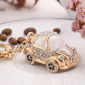 SISSLIA Rhinestone Car Keychain Sparkling Keychain for Car Car Shape Rhinestone Keychain Stylish Bag Charm Fashion Accessory