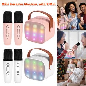 Haut-parleur karaoké portable LED Bluetooth avec 2 microphones sans fil - Système de karaoké sans fil professionnel
