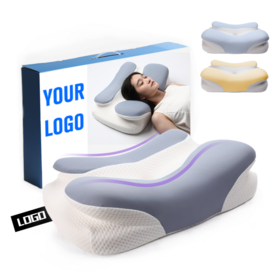 Queen size cama almohadas ortopédicas azul cervical ergonómico almohada de espuma memoria para el alivio