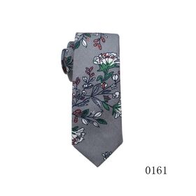 Men New Business Retro Print Gray Fresh Flower Suit Tie