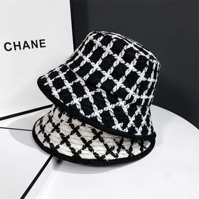 Chapeau élégant style Ins à prix d'usine, chapeau à boucle à carreaux noir et blanc, chapeaux d'hiver pour femmes