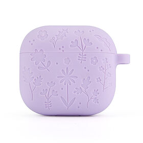 Hot selling DamonLight Flora Engraved Case for AirPods 4 Shock-Proof Protective Silicone Case with Keychain