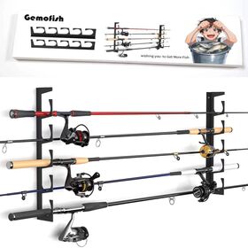 حامل صنارة صيد حديد Gemofish مثبت على الحائط رف تخزين صنارة صيد