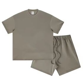 Ensemble de survêtement d'été pour hommes en coton 2 pièces en gros, survêtement de jogging avec logo personnalisé, ensemble de shorts de streetwear décontracté pour hommes