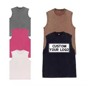 Wholesale Men Summer Vest Loose Acid Wash T-shirt Vintage Sleeveless 100% Cotton Custom Logo Men Singlet Tank Tops