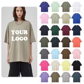 T-shirt à manches courtes 100 % coton uni en gros avec logo personnalisé, T-shirt homme à épaules tombantes, T-shirt épais de haute qualité