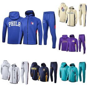 Basketball Team Hooded Tracksuit Set Men Full Zip Hoodie & Jogger Pants Basketball Warm Up Training Suit