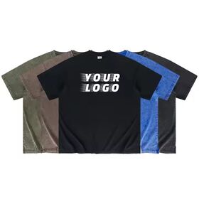 T-shirt de gros de haute qualité et épais 290 g/m² surdimensionné confortable logo personnalisé imprimé T-shirt délavé à l'acide de concepteur pour hommes