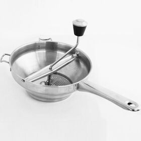 Passadeira com 3 Discos de Moagem, Manivela e Tigela de Aço Inoxidável, Passadeira Rotativa para Batatas - Ideal para a Indústria Alimentar