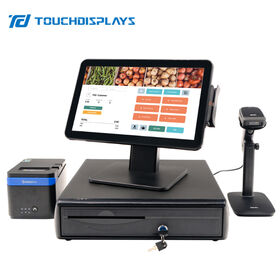 Système POS à double écran tactile 15,6 pouces OEM ODM, terminal point de vente tout-en-un