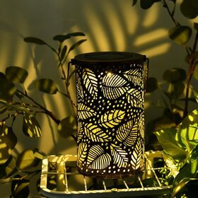 Farol Solar Colgante para Exterior, Lámparas LED Solares Impermeables con Diseño Retro de Hojas para Jardín y Patio