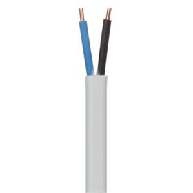 Câble électrique plat à 2 conducteurs, solide, pour lampes, automobile, éclairage paysager, 1.5mm2, cuivre, blanc, rouleau de 100m