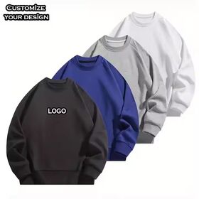 Sweat-shirt Oversize en Coton pour Homme avec Logo Personnalisé, Hiver, Molleton Gratté, Col Rond, Pull à Manches Longues, Sweat-shirt Décontracté Uni en gros