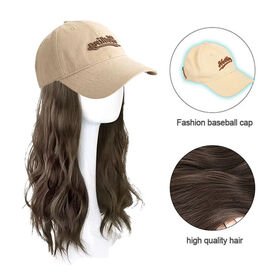 Topi baseball modis dengan wig rambut yang bisa dilepas - Grosir