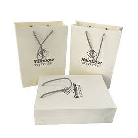 Sacs en papier cadeau personnalisés avec logo imprimé, petits sacs en carton blanc, sacs de shopping de luxe pour boutique avec poignée en ruban