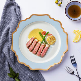JC Bonechina dinnerware Sunflower Dinner Plates porcelain Blue Charger Plate Dinnerware Set