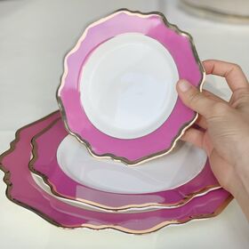 Modern 8inch Soup Plate Set with Gold rim Sunflowe dinnerware sets