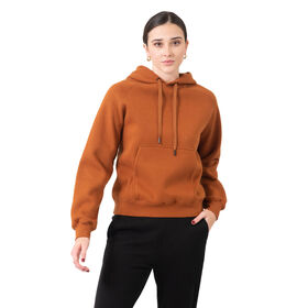 Damen/Junior Baumwoll-Kapuzenpullover mit Kängurutasche. Lockerer Pullover-Hoodie mit Raglanärmeln.