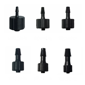 UV-blockierender schwarzer PP-Schlauch 1/8" ID (3,2 mm) mit Widerhaken-Luer-Anschlüssen, Kunststoffverbinder: Luer-Lock-Stecker auf Schlauchtülle