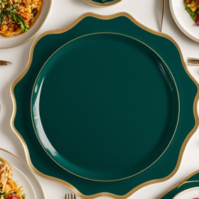 Green sunflower dinner plate Bone china Wedding Tableware Sets