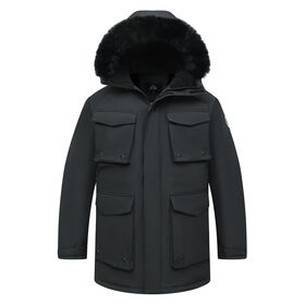 Jaqueta de Inverno Masculina para Exterior, Casaco Impermeável Preto com Capuz e Forro de Fleece, Pedido no Atacado