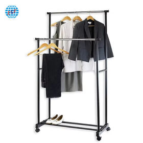 Estante de Ropa Portátil Simple de Doble Barra con Dos Niveles para Colgar Ropa
