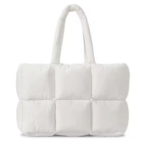 Women's Puffer Tote Bag - Quilted Puffy Handbag With Shoulder Strap, Large & Lightweight