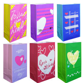 Kraftpapier-Geschenktüten mit Herzmotiv für Valentinstag, Geburtstag, Süßigkeiten, Party - Partytüten