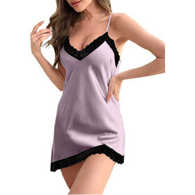 Women's Chemise Nightgown Slip Dress Lace Sexy Lingerie Sleep Babydolls Home Clothes Women Satin Chemise