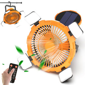 Ventilateur de Camping avec Lanterne LED 8000mAh Batterie Rechargeable Ventilateur de Tente Camping Ventilateur d'Extérieur avec Télécommande (Orange)