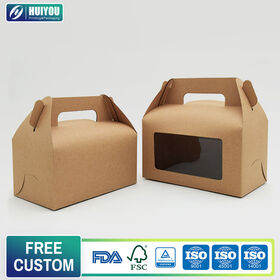 Papierbox mit individuellem Logo, Keks- und Kuchenboxen, Kartonverpackung, tragbare Kuchenbox mit Griff, Kraftpapierverpackung, Papierboxen im Großhandel
