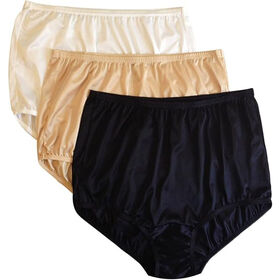 Klassische PK3 Voll-Nylon-Slips, große Größen für ältere Damen, Oma-Slips in großen Größen, weiche Unterwäsche aus Polyamidgewebe