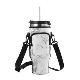 Everich ODM Zipper Pocket Hook and Loop Fastener Style Available 40oz Handle Tumbler Sleeve with Detachable Strap
