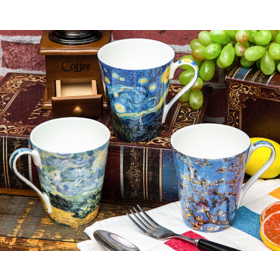 Wholesale Van Gogh oil painting bone China large capacity mug creative literary cup household ceramic cup gift box bone china