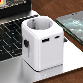 Adaptor Travel Universal Grounded Worldplug, Pengisian Cepat 20W 3.0PD, 1USB+1C Grosir untuk Pasar UE
