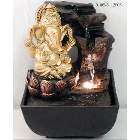 Cadeau promotionnel de vente chaude fontaine d'intérieur religieuse hindoue dieu Ganesh avec pompe LED pour décoration de table à la maison