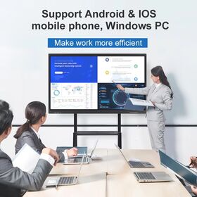 Papan Tulis Pintar 65" 4K UHD dengan Windows 11 Home OPS i5 Gen 8-13 Layar Sentuh untuk Kantor, Sekolah, dan Pengajaran Hibrida