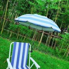 Tragbarer Strandsonnenschirm mit Clip, UV-Schutz UPF 50+, wasserdichter manueller Sonnenschirm für Strandkorb