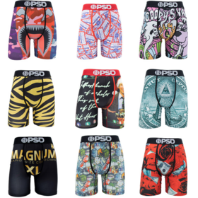 Wholesale PSD men's ice silk Polyester boxers printed anime sports boxers