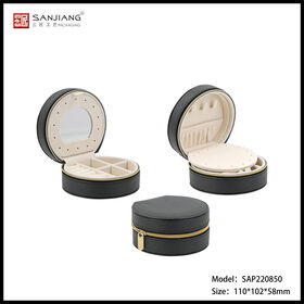 صندوق مجوهرات بتصميم جديد من الجلد المصنع PU عالي البيع علبة مجوهرات مطبوعة مستطيلة حامل اقراط صندوق تخزين المجوهرات